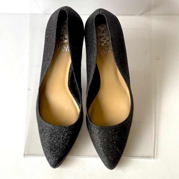 Vince Camuto Black Glitter Pumps Heels Block Heels Pointed Toe, Sz 8M - Picture 10 of 14